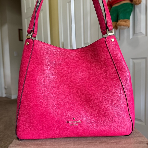 Kate Spade Leila Triple Compartment Shoulder Bag Leather Bright Rose - Picture 3 of 10